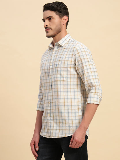 Casual Shirt for Men | Breathable & Soft with Color Fastness Regular Fit Spread Collar Neck Cotton Fabric Checkered Pattern