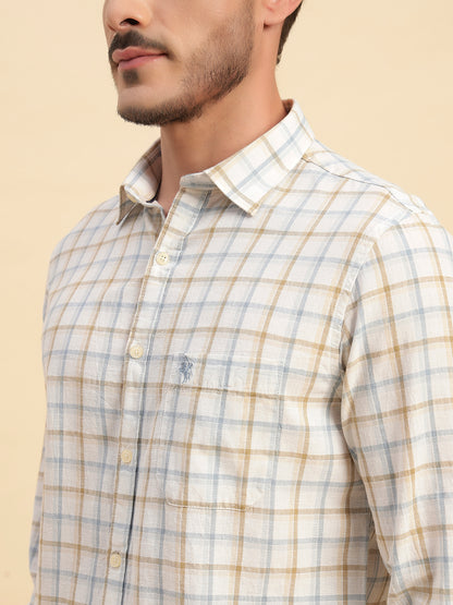 Casual Shirt for Men | Breathable & Soft with Color Fastness Regular Fit Spread Collar Neck Cotton Fabric Checkered Pattern