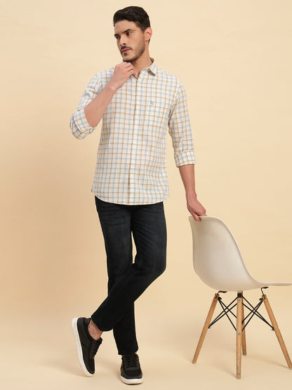 Casual Shirt for Men | Breathable & Soft with Color Fastness Regular Fit Spread Collar Neck Cotton Fabric Checkered Pattern