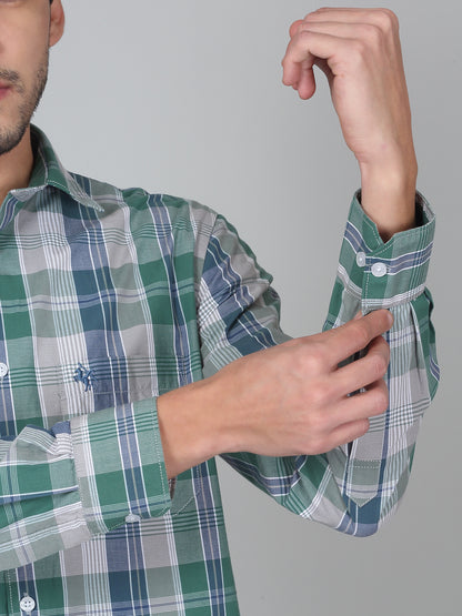 Casual Shirt for Men | Breathable & Soft with Color Fastness Regular Fit Spread Collar Neck Cotton Fabric Checkered Pattern