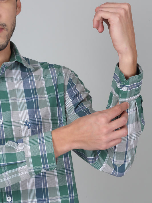 Casual Shirt for Men | Breathable & Soft with Color Fastness Regular Fit Spread Collar Neck Cotton Fabric Checkered Pattern