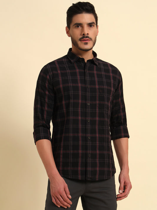Casual Shirt for Men | Breathable & Soft with Color Fastness Regular Fit Spread Collar Neck Cotton Fabric Checkered Pattern
