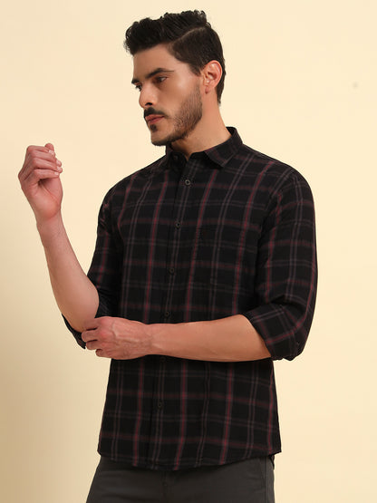 Casual Shirt for Men | Breathable & Soft with Color Fastness Regular Fit Spread Collar Neck Cotton Fabric Checkered Pattern