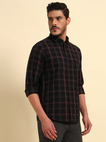 Casual Shirt for Men | Breathable & Soft with Color Fastness Regular Fit Spread Collar Neck Cotton Fabric Checkered Pattern
