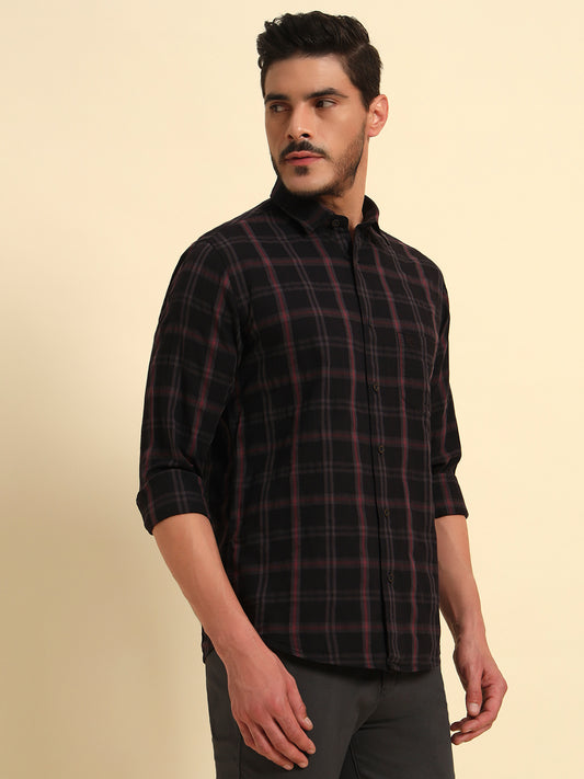 Casual Shirt for Men | Breathable & Soft with Color Fastness Regular Fit Spread Collar Neck Cotton Fabric Checkered Pattern