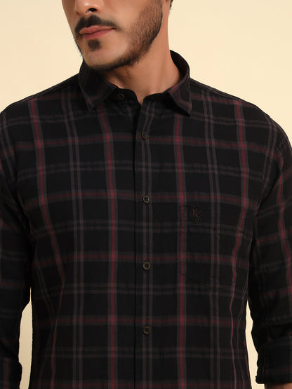 Casual Shirt for Men | Breathable & Soft with Color Fastness Regular Fit Spread Collar Neck Cotton Fabric Checkered Pattern