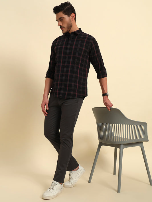 Casual Shirt for Men | Breathable & Soft with Color Fastness Regular Fit Spread Collar Neck Cotton Fabric Checkered Pattern