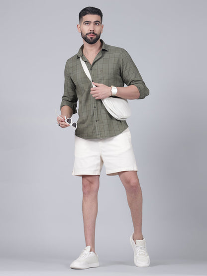 Casual Shirt for Men | Breathable & Soft with Color Fastness Regular Fit Spread Collar Neck Cotton Fabric Checkered Pattern