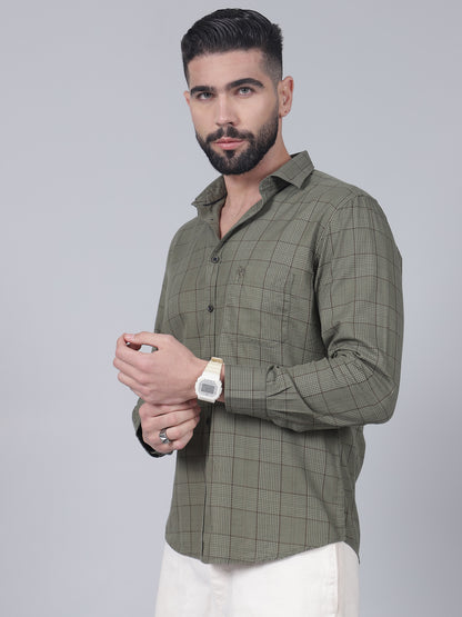 Casual Shirt for Men | Breathable & Soft with Color Fastness Regular Fit Spread Collar Neck Cotton Fabric Checkered Pattern