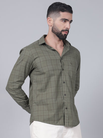 Casual Shirt for Men | Breathable & Soft with Color Fastness Regular Fit Spread Collar Neck Cotton Fabric Checkered Pattern