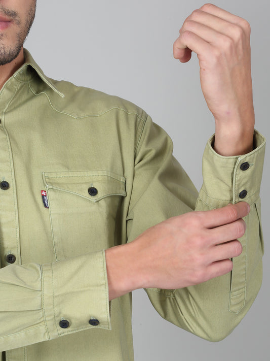 Casual Shirt for Men | Breathable & Soft with Color Fastness Regular Fit Spread Collar Neck Cotton Fabric Solid Pattern