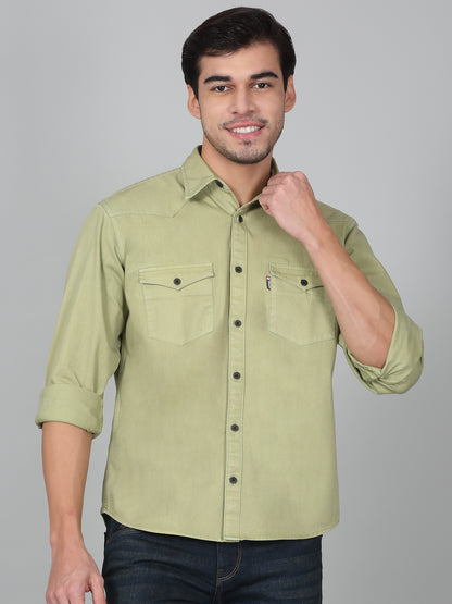 Casual Shirt for Men | Breathable & Soft with Color Fastness Regular Fit Spread Collar Neck Cotton Fabric Solid Pattern