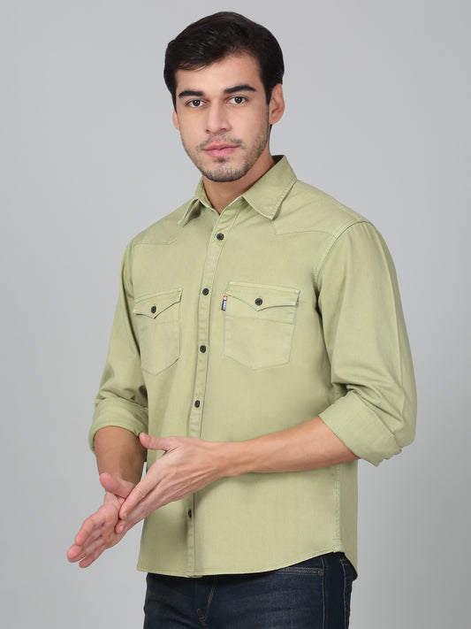 Casual Shirt for Men | Breathable & Soft with Color Fastness Regular Fit Spread Collar Neck Cotton Fabric Solid Pattern