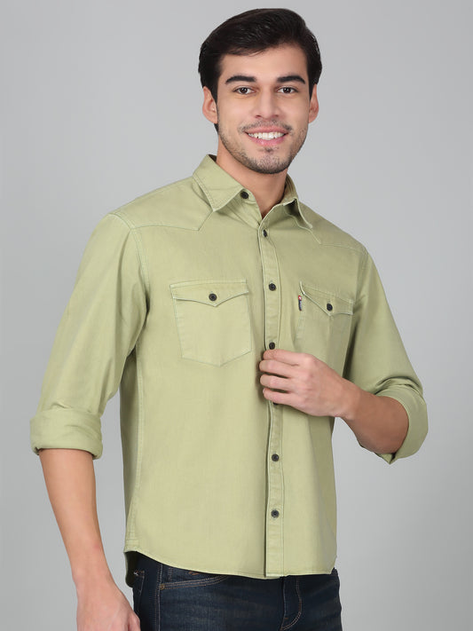 Casual Shirt for Men | Breathable & Soft with Color Fastness Regular Fit Spread Collar Neck Cotton Fabric Solid Pattern