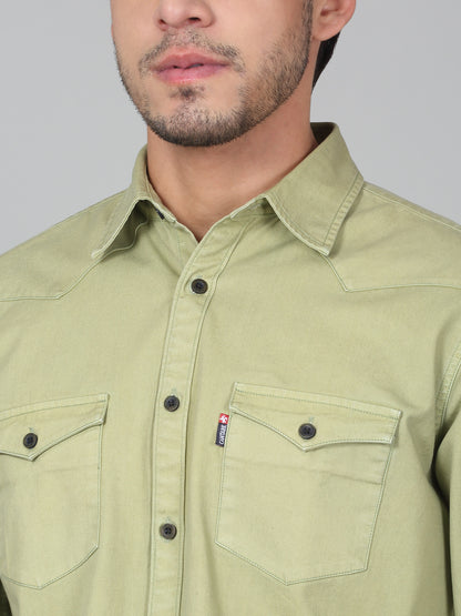 Casual Shirt for Men | Breathable & Soft with Color Fastness Regular Fit Spread Collar Neck Cotton Fabric Solid Pattern