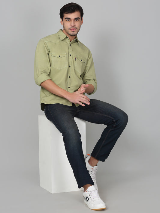 Casual Shirt for Men | Breathable & Soft with Color Fastness Regular Fit Spread Collar Neck Cotton Fabric Solid Pattern