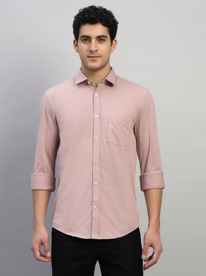 Casual Shirt for Men | Breathable & Soft with Color Fastness Regular Fit Spread Collar Neck Polyester Fabric Solid Pattern