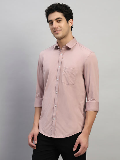Casual Shirt for Men | Breathable & Soft with Color Fastness Regular Fit Spread Collar Neck Polyester Fabric Solid Pattern