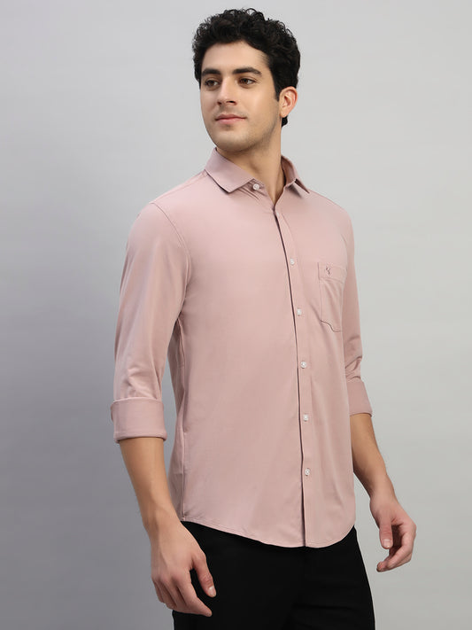 Casual Shirt for Men | Breathable & Soft with Color Fastness Regular Fit Spread Collar Neck Polyester Fabric Solid Pattern