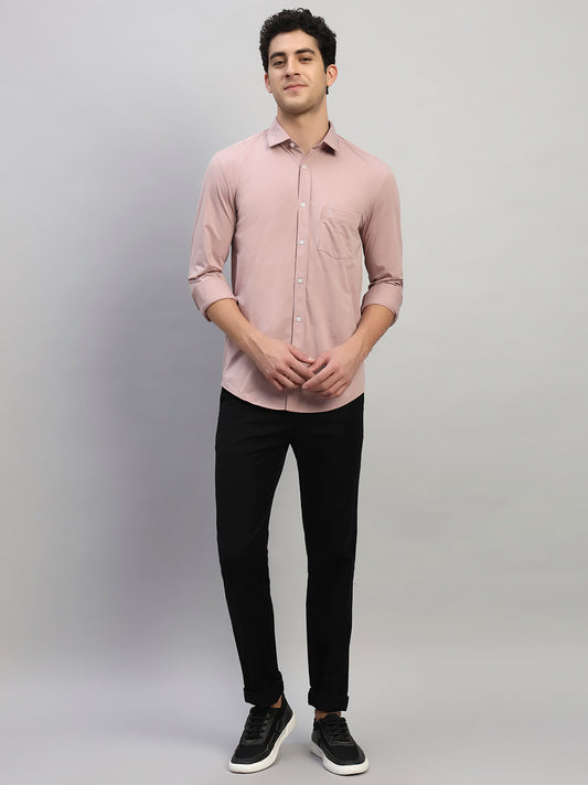 Casual Shirt for Men | Breathable & Soft with Color Fastness Regular Fit Spread Collar Neck Polyester Fabric Solid Pattern