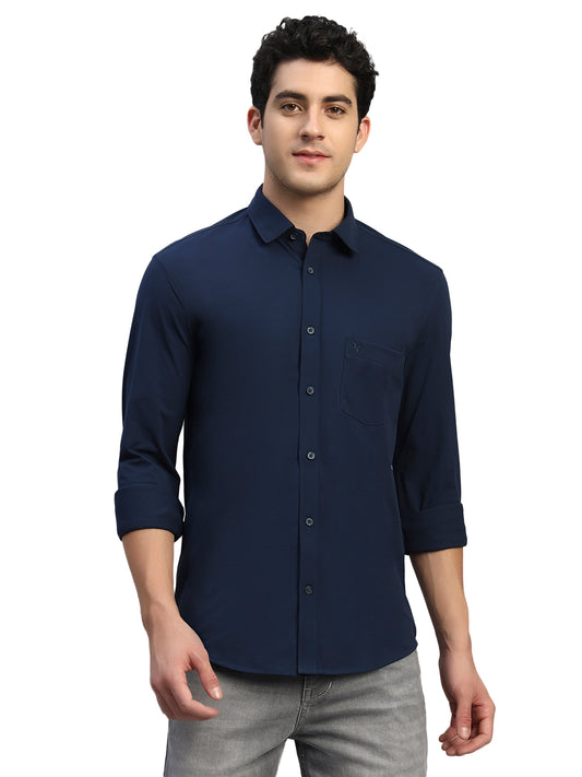 Casual Shirt for Men | Breathable & Soft with Color Fastness Regular Fit Spread Collar Neck Polyester Fabric Solid Pattern