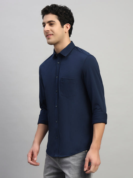 Casual Shirt for Men | Breathable & Soft with Color Fastness Regular Fit Spread Collar Neck Polyester Fabric Solid Pattern