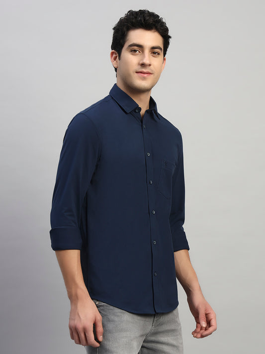 Casual Shirt for Men | Breathable & Soft with Color Fastness Regular Fit Spread Collar Neck Polyester Fabric Solid Pattern