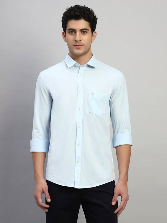 Casual Shirt for Men | Breathable & Soft with Color Fastness Regular Fit Spread Collar Neck Polyester Fabric Solid Pattern
