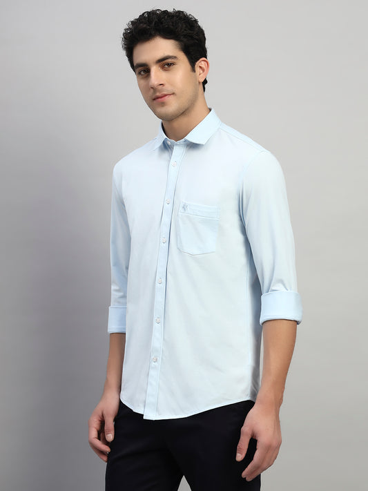 Casual Shirt for Men | Breathable & Soft with Color Fastness Regular Fit Spread Collar Neck Polyester Fabric Solid Pattern