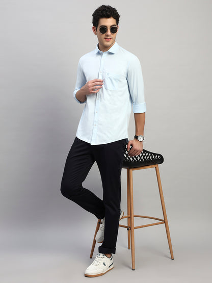 Casual Shirt for Men | Breathable & Soft with Color Fastness Regular Fit Spread Collar Neck Polyester Fabric Solid Pattern