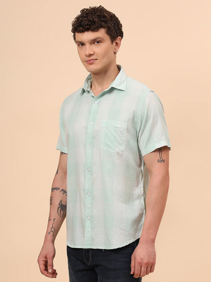 Casual Shirt for Men | Breathable & Soft with Color Fastness Regular Fit Spread Collar Neck Cotton Fabric Checkered Pattern
