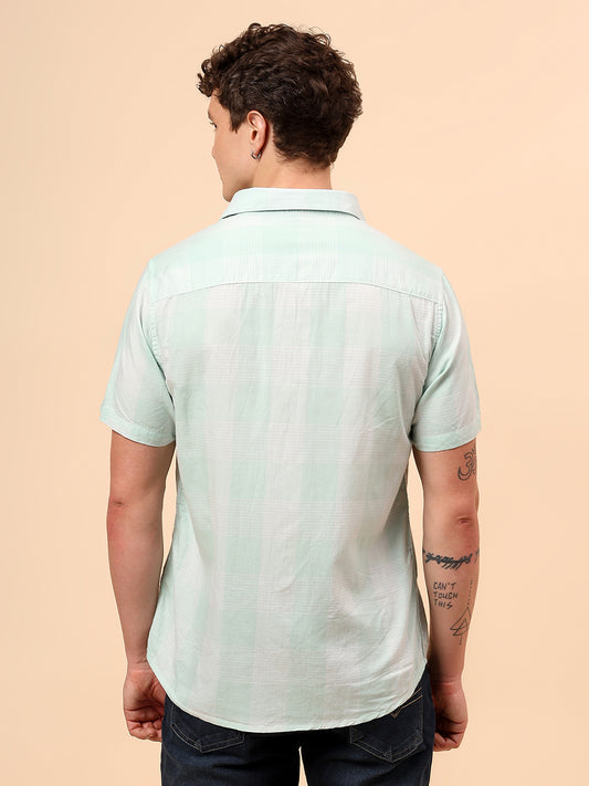 Casual Shirt for Men | Breathable & Soft with Color Fastness Regular Fit Spread Collar Neck Cotton Fabric Checkered Pattern