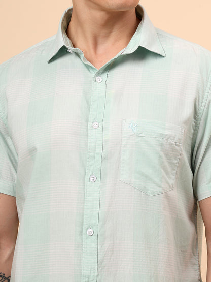 Casual Shirt for Men | Breathable & Soft with Color Fastness Regular Fit Spread Collar Neck Cotton Fabric Checkered Pattern
