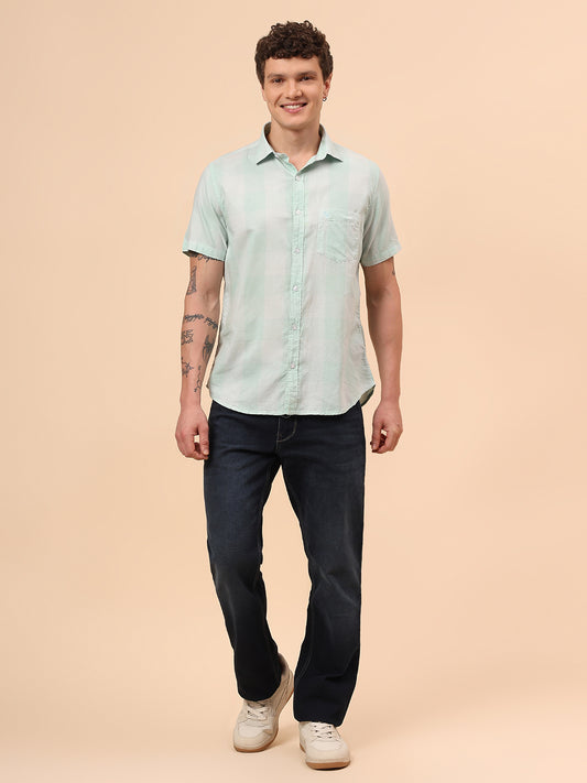 Casual Shirt for Men | Breathable & Soft with Color Fastness Regular Fit Spread Collar Neck Cotton Fabric Checkered Pattern