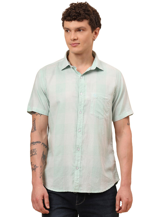 Casual Shirt for Men | Breathable & Soft with Color Fastness Regular Fit Spread Collar Neck Cotton Fabric Checkered Pattern
