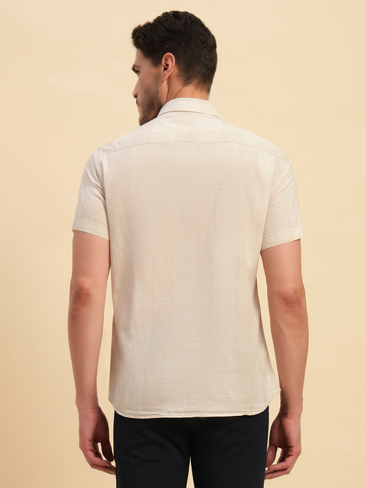 Casual Shirt for Men | Breathable & Soft with Color Fastness Regular Fit Spread Collar Neck Cotton Fabric Checkered Pattern
