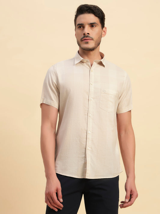 Casual Shirt for Men | Breathable & Soft with Color Fastness Regular Fit Spread Collar Neck Cotton Fabric Checkered Pattern