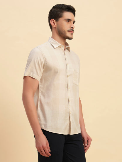 Casual Shirt for Men | Breathable & Soft with Color Fastness Regular Fit Spread Collar Neck Cotton Fabric Checkered Pattern