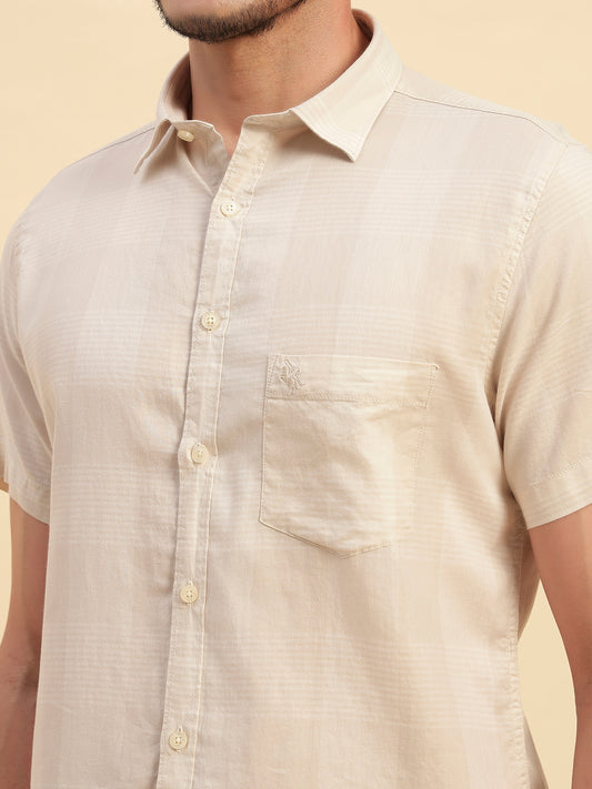 Casual Shirt for Men | Breathable & Soft with Color Fastness Regular Fit Spread Collar Neck Cotton Fabric Checkered Pattern