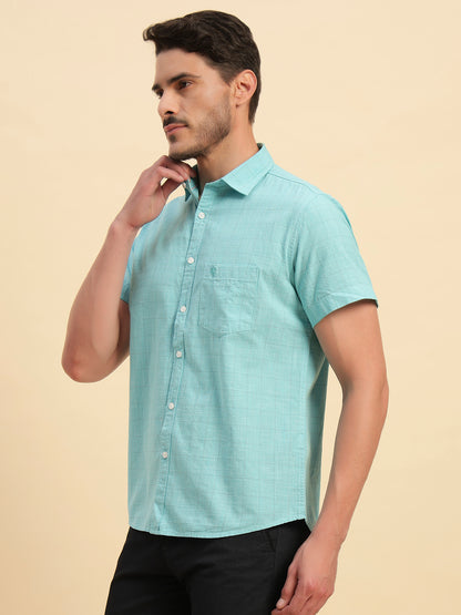 Casual Shirt for Men | Breathable & Soft with Color Fastness Regular Fit Spread Collar Neck Cotton Fabric Checkered Pattern
