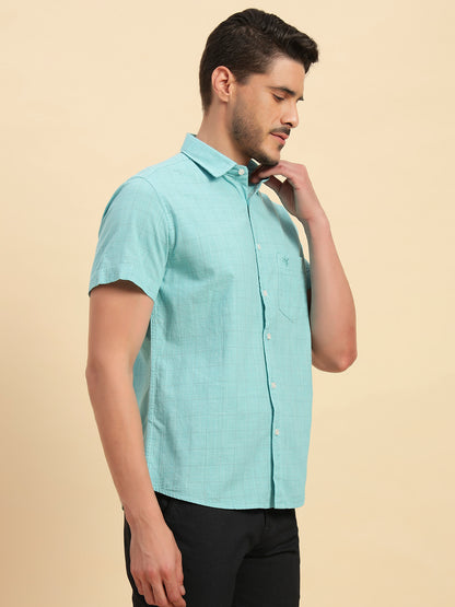 Casual Shirt for Men | Breathable & Soft with Color Fastness Regular Fit Spread Collar Neck Cotton Fabric Checkered Pattern