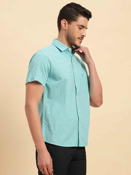 Casual Shirt for Men | Breathable & Soft with Color Fastness Regular Fit Spread Collar Neck Cotton Fabric Checkered Pattern
