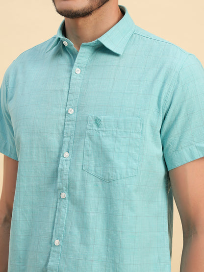 Casual Shirt for Men | Breathable & Soft with Color Fastness Regular Fit Spread Collar Neck Cotton Fabric Checkered Pattern