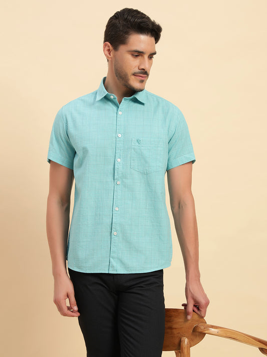 Casual Shirt for Men | Breathable & Soft with Color Fastness Regular Fit Spread Collar Neck Cotton Fabric Checkered Pattern
