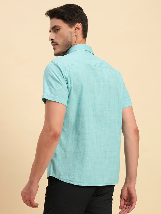 Casual Shirt for Men | Breathable & Soft with Color Fastness Regular Fit Spread Collar Neck Cotton Fabric Checkered Pattern