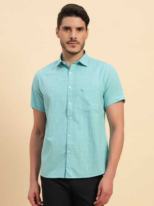 Casual Shirt for Men | Breathable & Soft with Color Fastness Regular Fit Spread Collar Neck Cotton Fabric Checkered Pattern