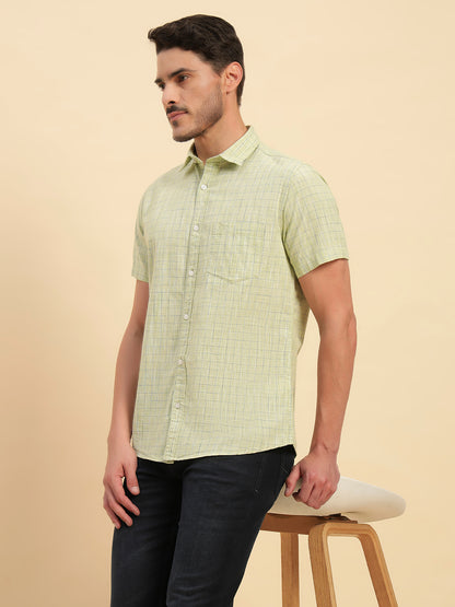 Casual Shirt for Men | Breathable & Soft with Color Fastness Regular Fit Spread Collar Neck Cotton Fabric Checkered Pattern