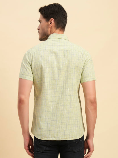 Casual Shirt for Men | Breathable & Soft with Color Fastness Regular Fit Spread Collar Neck Cotton Fabric Checkered Pattern