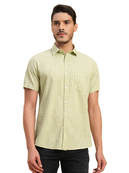Casual Shirt for Men | Breathable & Soft with Color Fastness Regular Fit Spread Collar Neck Cotton Fabric Checkered Pattern