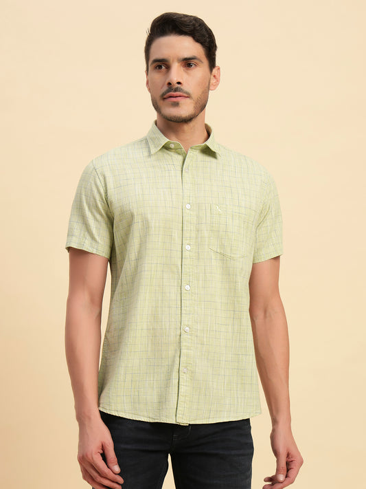 Casual Shirt for Men | Breathable & Soft with Color Fastness Regular Fit Spread Collar Neck Cotton Fabric Checkered Pattern